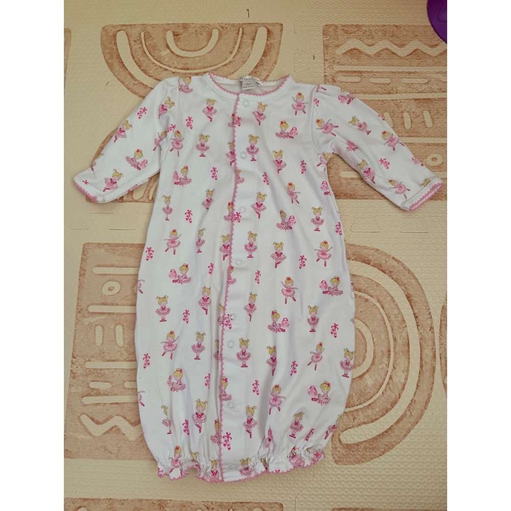 Kissy Kissy Baby Ballerina Pima Cotton Snap Gown Romper Pink White NB